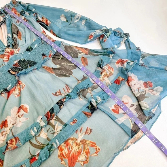 PatBo Carolina floral ruffle mini A-line dress size 2 - Picture 13 of 13